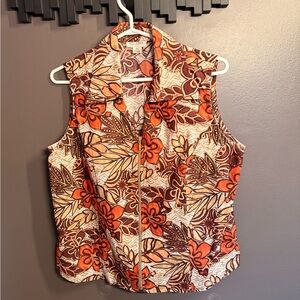 Tropical Floral Zip-Up Blouse